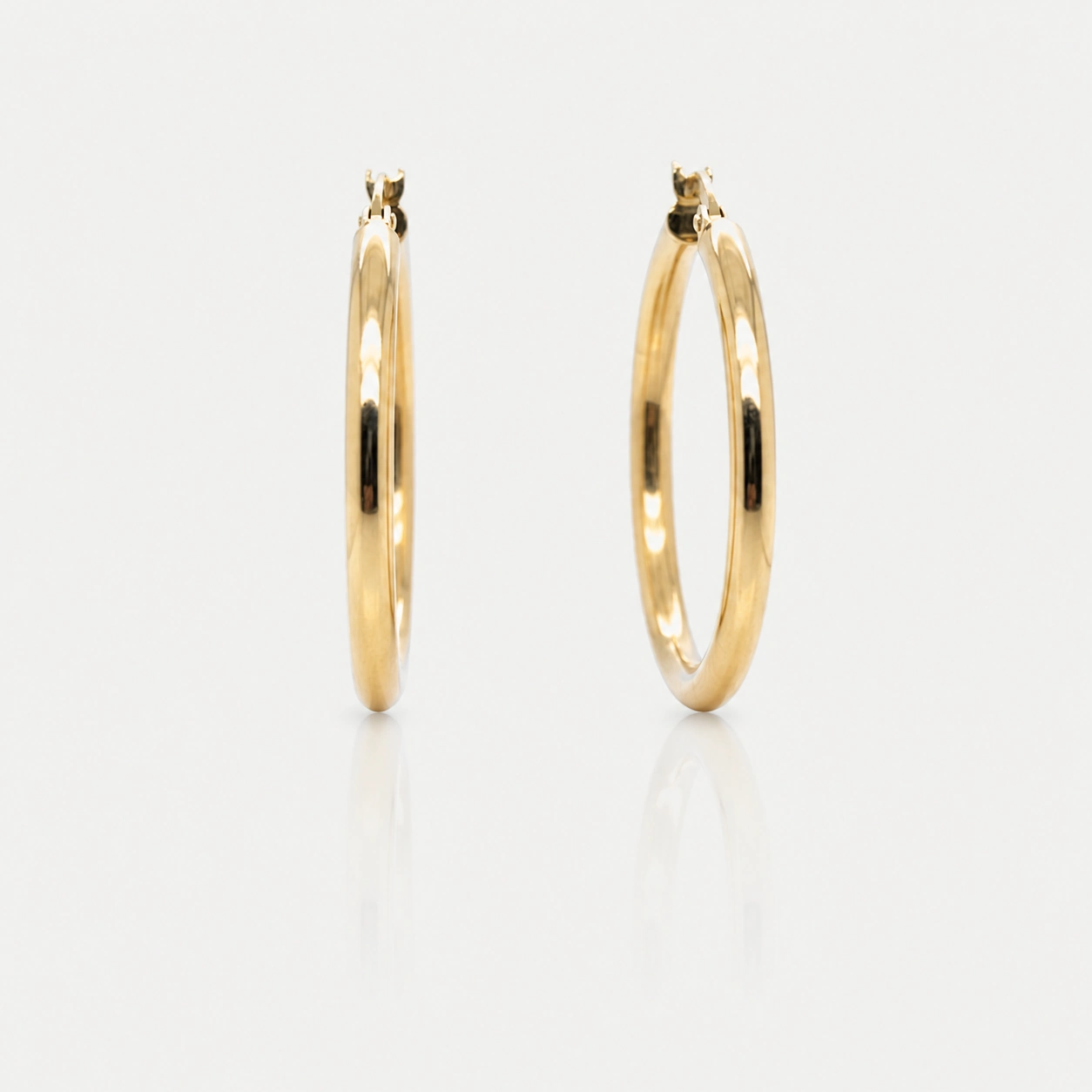 10K Yellow Gold Plain Hoop Earrings