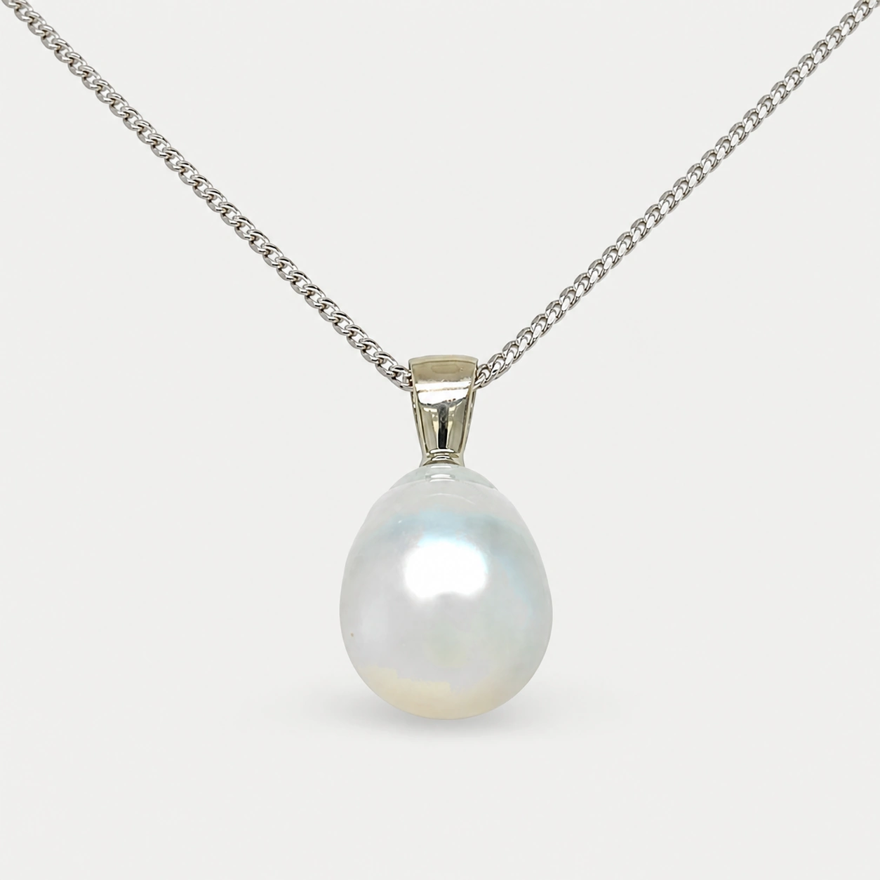 14K White Gold Southsea Silver Pearl Pendant