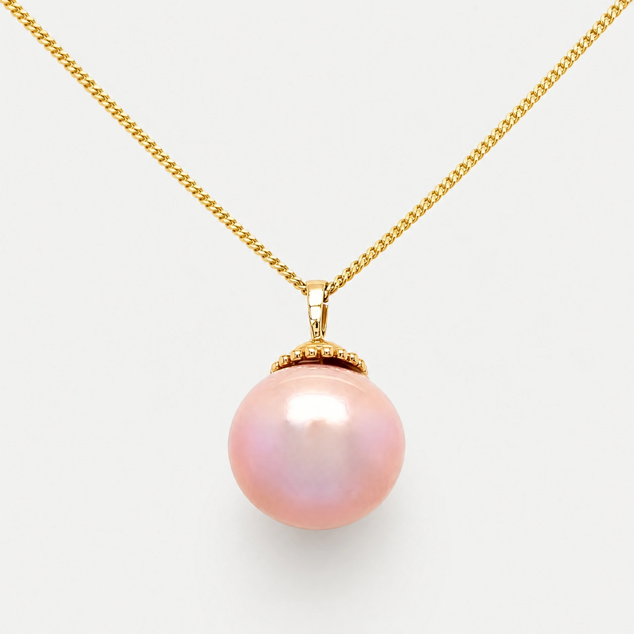 14K Yellow Gold Pink Freshwater Pearl Pendant