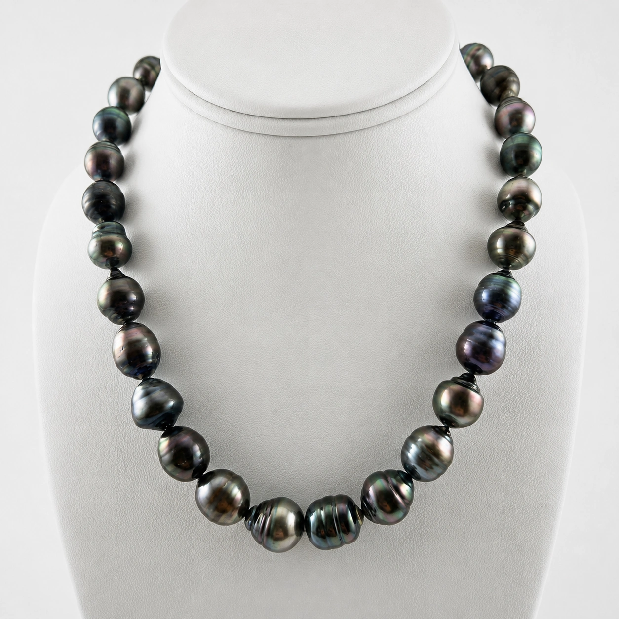 Black Tahitian Baroque Pearl Necklace with 14K Yellow Gold Clasp