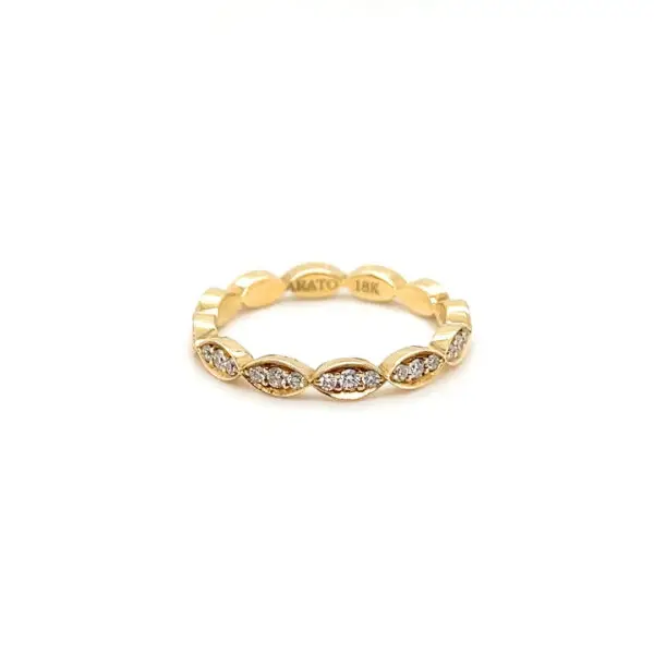 18K Yellow Gold Diamond Scalloped Design Eternity Band