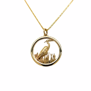 14K Yellow Gold Heron Pendant