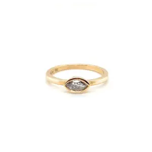 14K Yellow Gold Marquise Cut Lab Created Diamond Ring