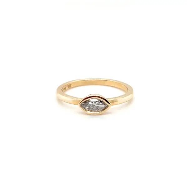 14K Yellow Gold Marquise Cut Lab Created Diamond Ring