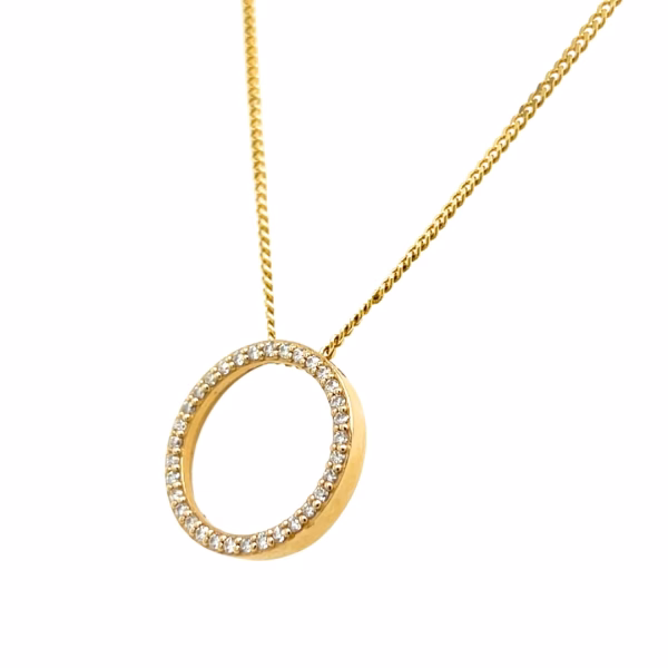 14K Yellow Gold Diamond Eternity Circle Pendant with 10K 16" Yellow Gold Chain Included - Image 2