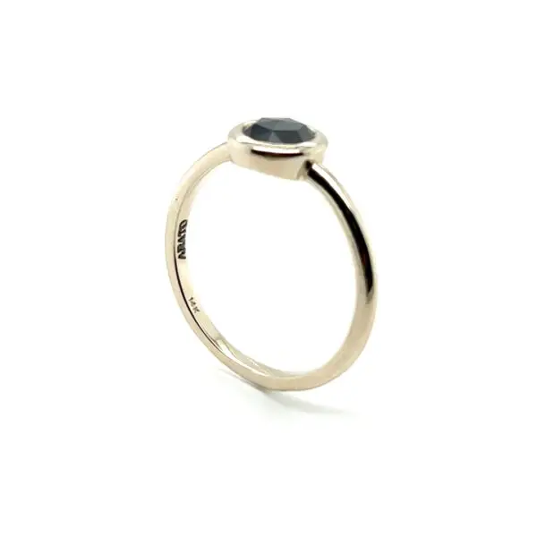 14K White Gold Round Black Rose Cut Diamond Ring - Image 2
