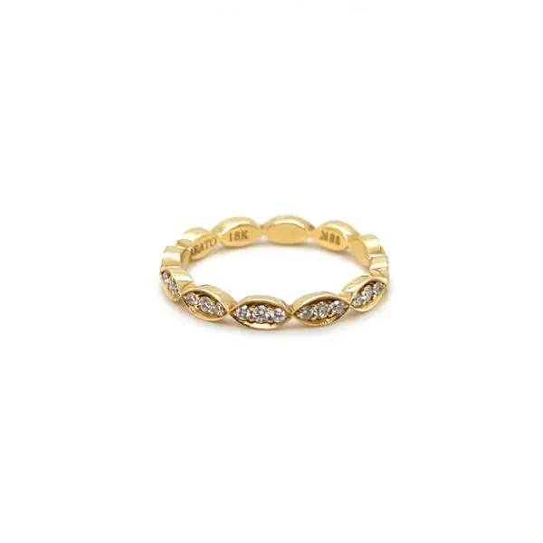 18K Yellow Gold Diamond Scalloped Design Eternity Band - Image 3