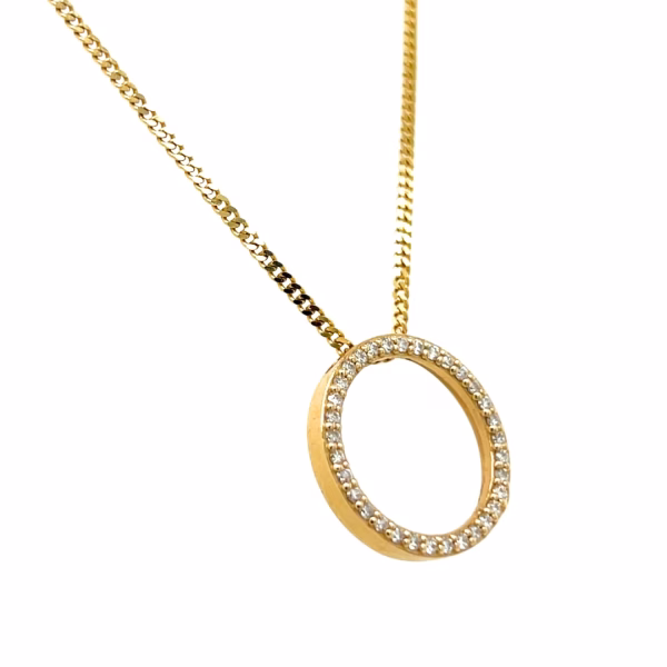 14K Yellow Gold Diamond Eternity Circle Pendant with 10K 16" Yellow Gold Chain Included - Image 3