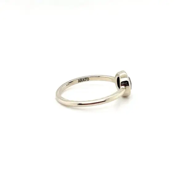 14K White Gold Round Black Rose Cut Diamond Ring - Image 3