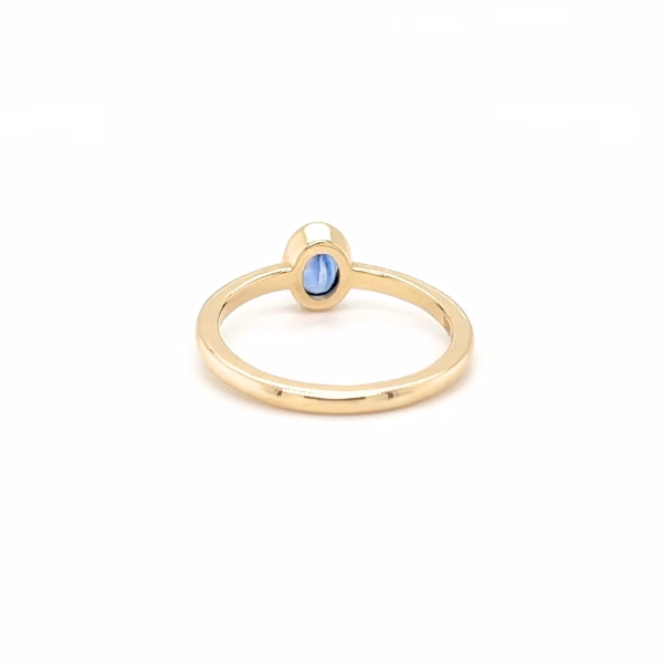 14K Yellow Gold Oval Brilliant Cut Blue Sapphire Ring - Image 4