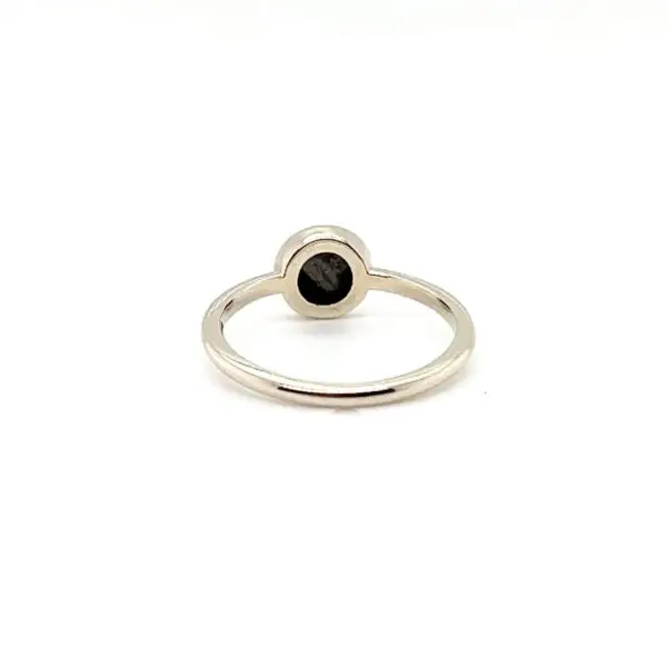 14K White Gold Round Black Rose Cut Diamond Ring - Image 4