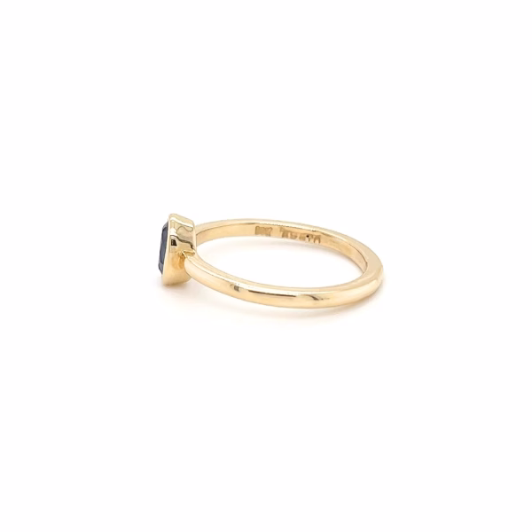 14K Yellow Gold Oval Brilliant Cut Blue Sapphire Ring - Image 5