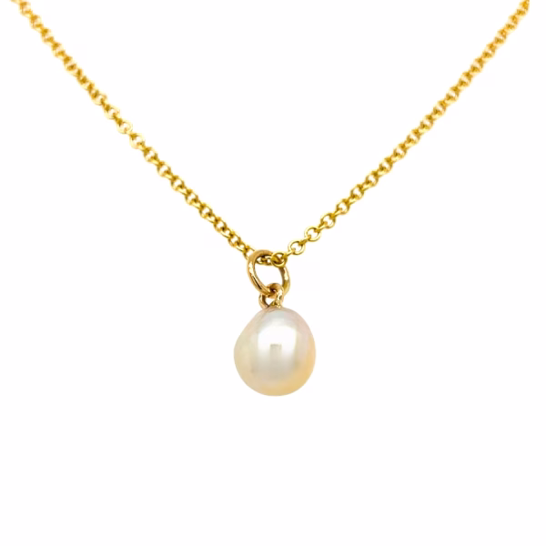 14K Yellow Gold 10mm Baroque Pearl Pendant
