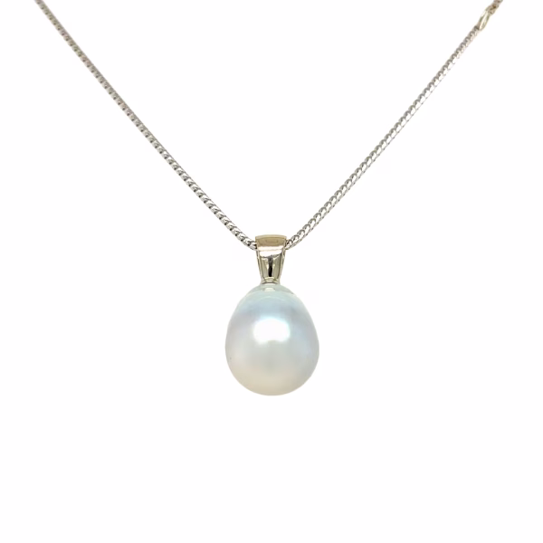 14K White Gold Southsea Silver Pearl Pendant