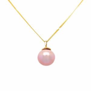 14K Yellow Gold Pink Freshwater Pearl Pendant