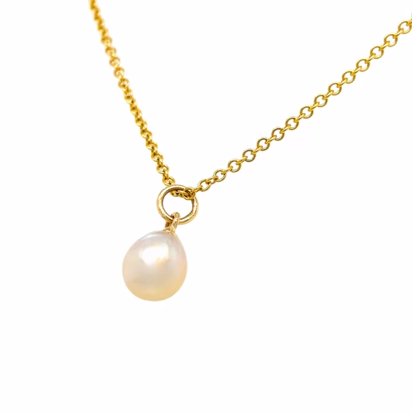 14K Yellow Gold 10mm Baroque Pearl Pendant - Image 4