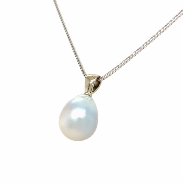 14K White Gold Southsea Silver Pearl Pendant - Image 2
