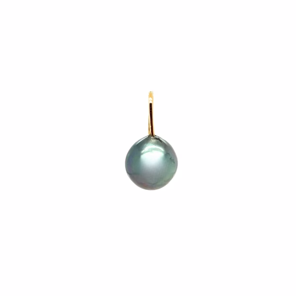 1 Pair of 14K Yellow Gold Black Tahitian Pearl Drop Earrings - Image 3