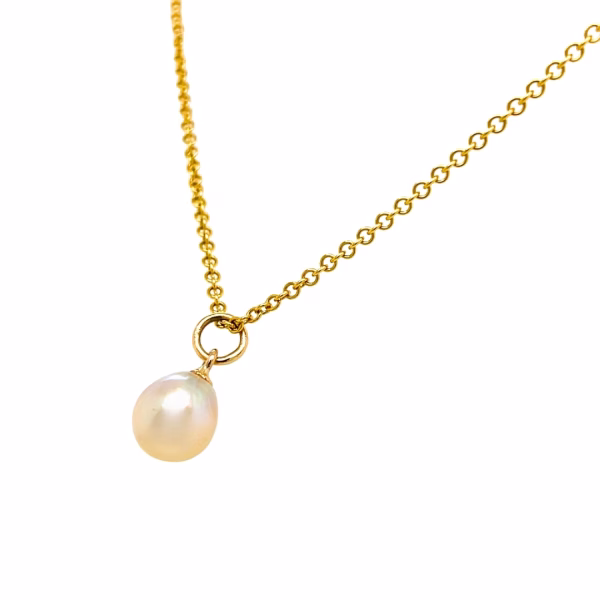 14K Yellow Gold 10mm Baroque Pearl Pendant - Image 3