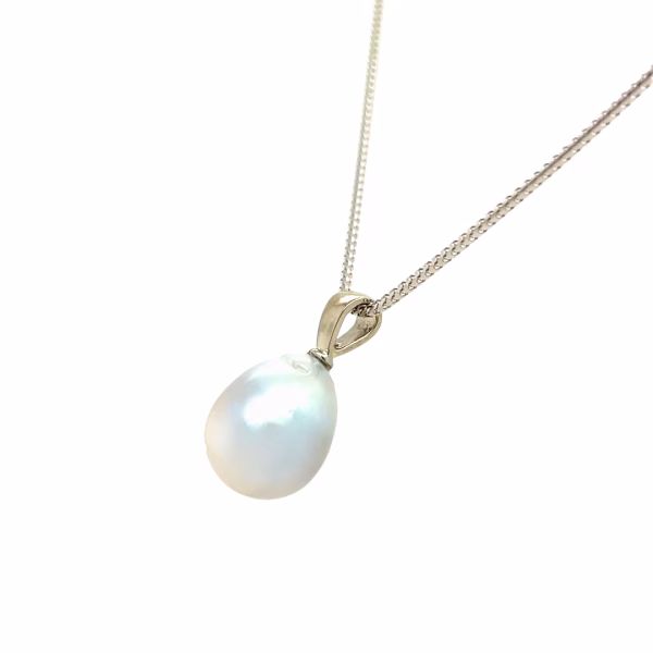 14K White Gold Southsea Silver Pearl Pendant - Image 3