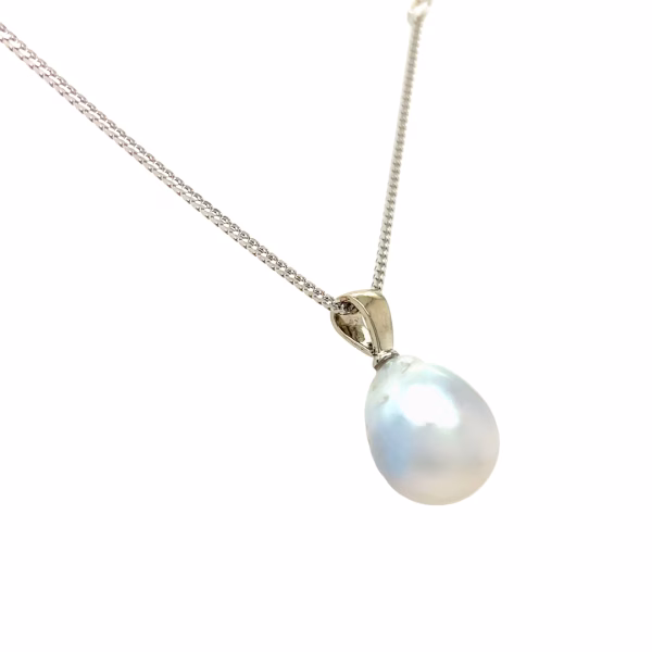 14K White Gold Southsea Silver Pearl Pendant - Image 4