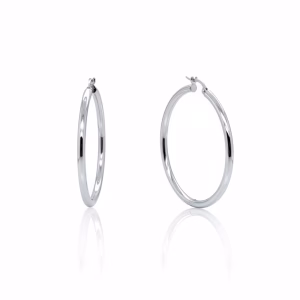 14K White Gold Hoop Earrings
