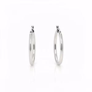 10K White Gold Knife Edge Hoop Earrings