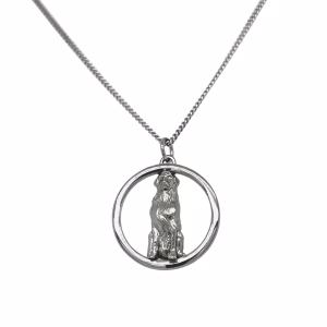 Sterling Silver Large Golden Retriever Pendant with 18" Curb Link Chain