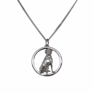 Sterling Silver Large Labrador Pendant with 18" Curb Link Chain