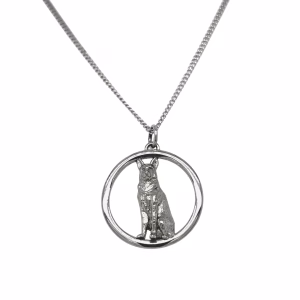 Sterling Silver Large German Shepherd Pendant with 18" Curb Link Chain