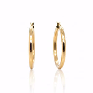 10K Yellow Gold Plain Hoop Earrings