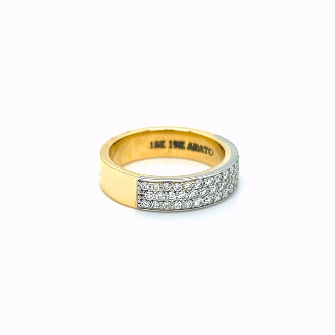 19K White Gold 18K Yellow Gold Wide Diamond Pave Band - Image 2