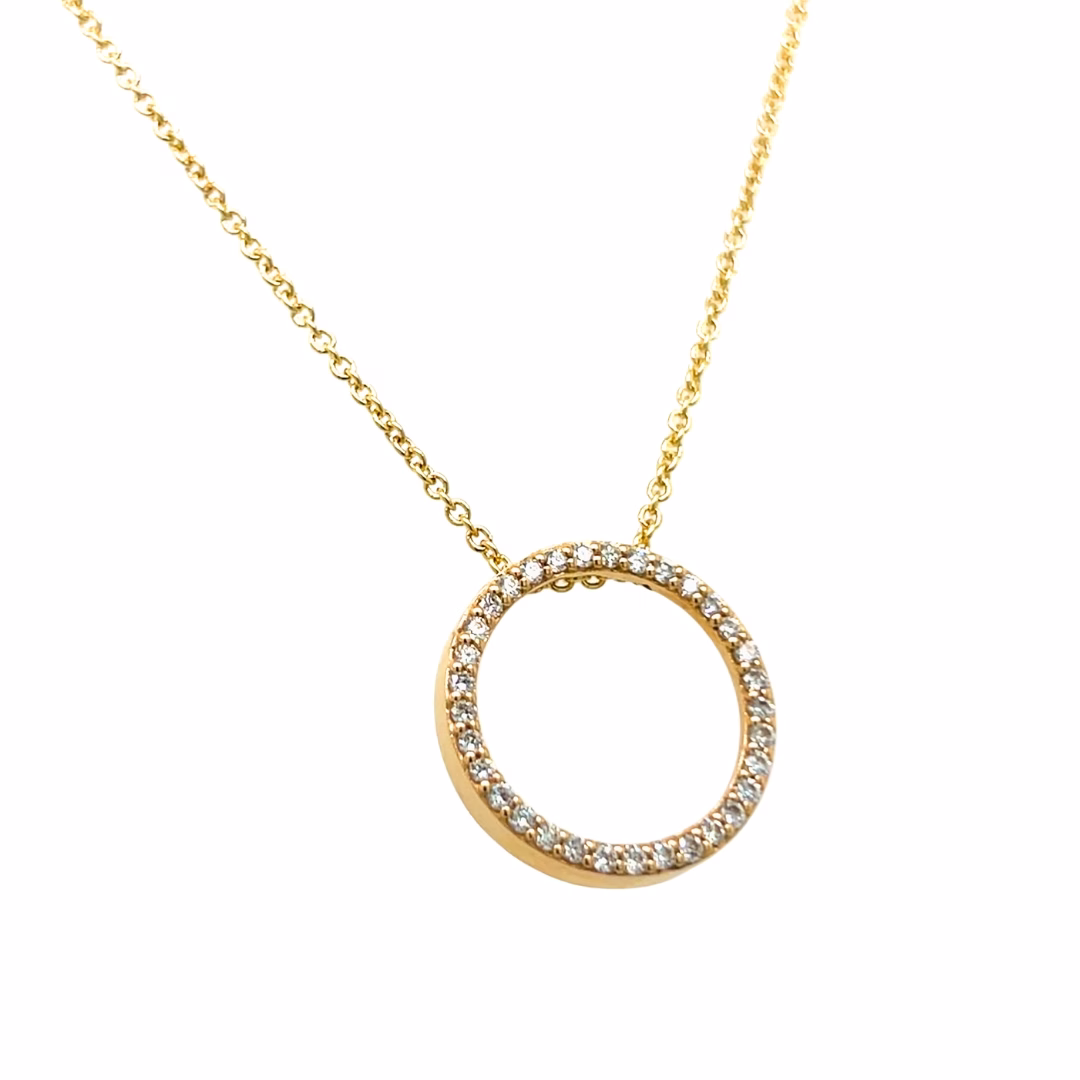 14K Yellow Gold Diamond Eternity Pendant with 10K 18" Yellow Gold Rollo Chain Included - Image 2