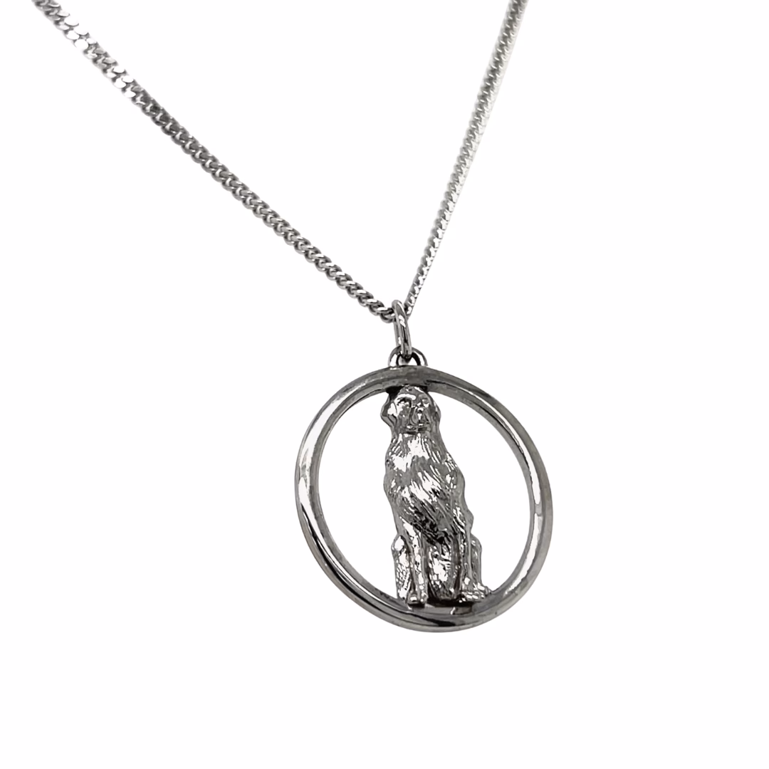 Sterling Silver Large Golden Retriever Pendant with 18" Curb Link Chain - Image 4