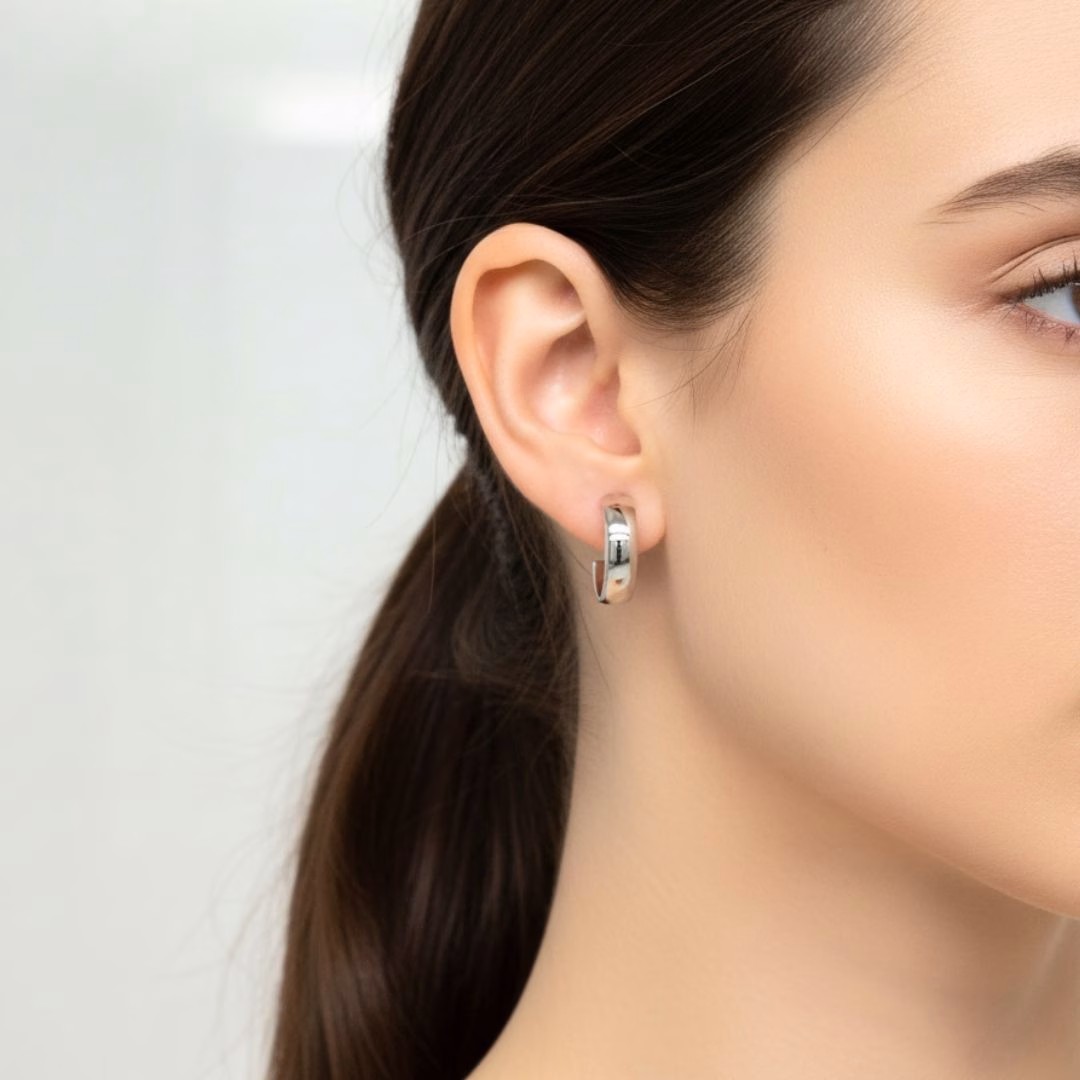 10K High Polish Plain Hoop Earrings - Image 3