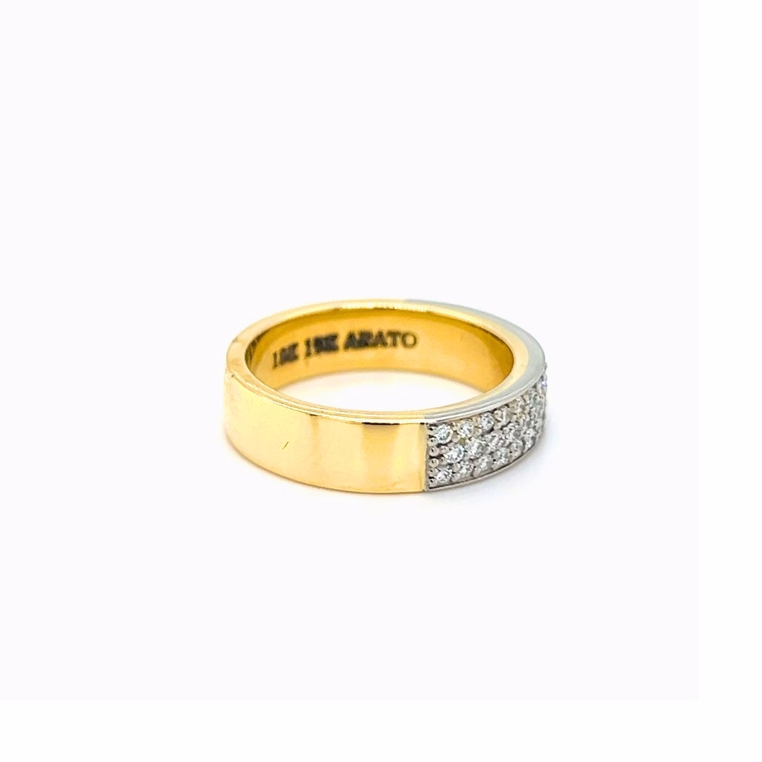 19K White Gold 18K Yellow Gold Wide Diamond Pave Band - Image 6
