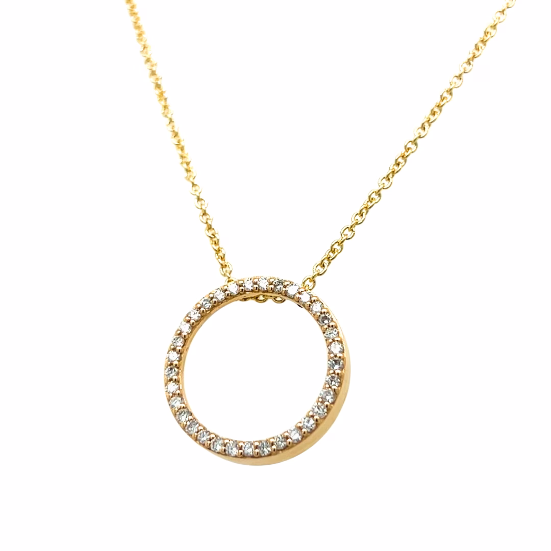 14K Yellow Gold Diamond Eternity Pendant with 10K 18" Yellow Gold Rollo Chain Included - Image 3