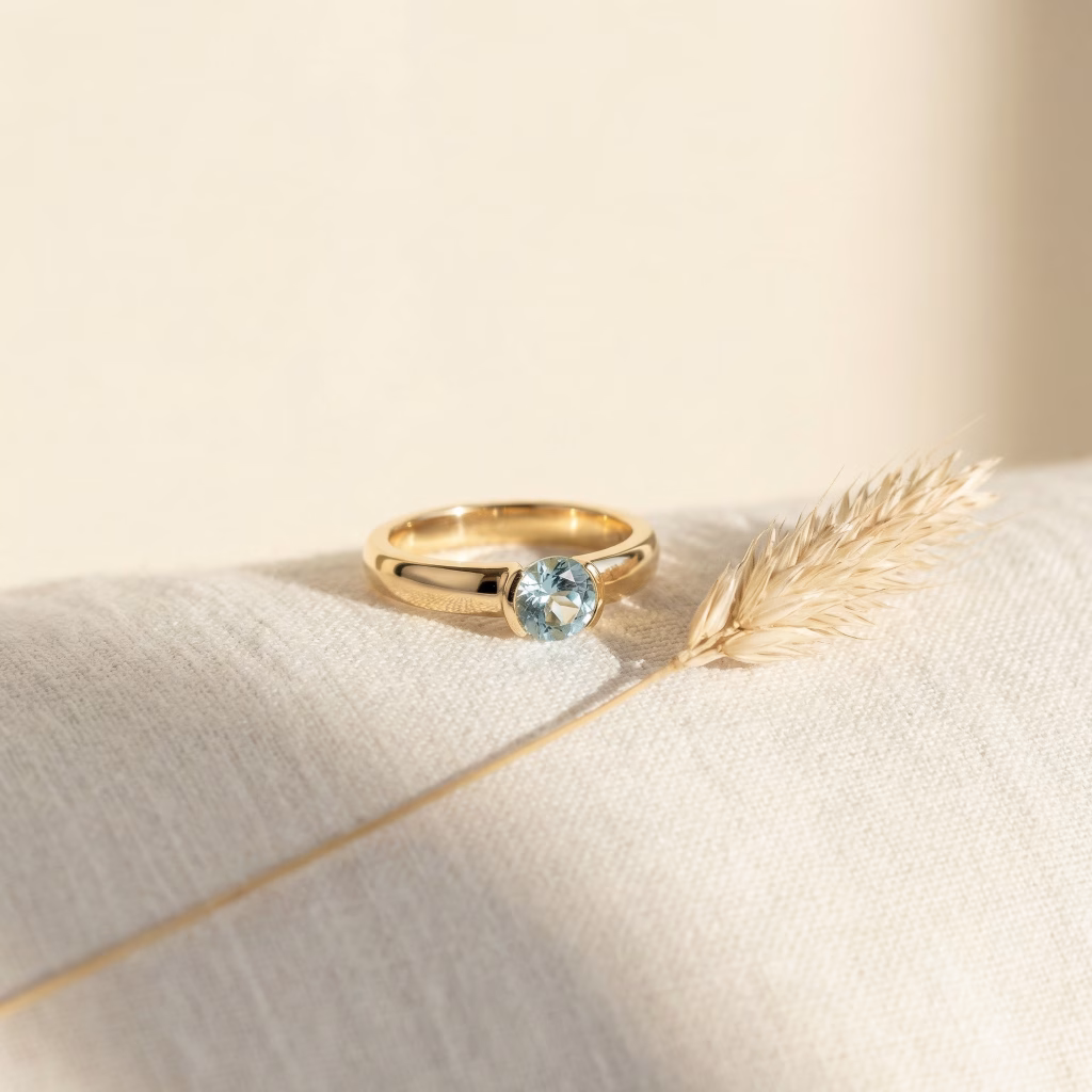 Custom Aquamarine yellow gold