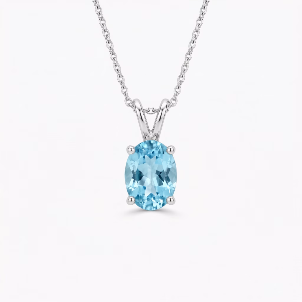 aquamarine white gold pendant