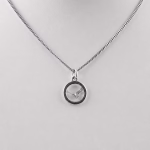 Sterling Silver Small Eagle Pendant with 18″ Curb Link Chain